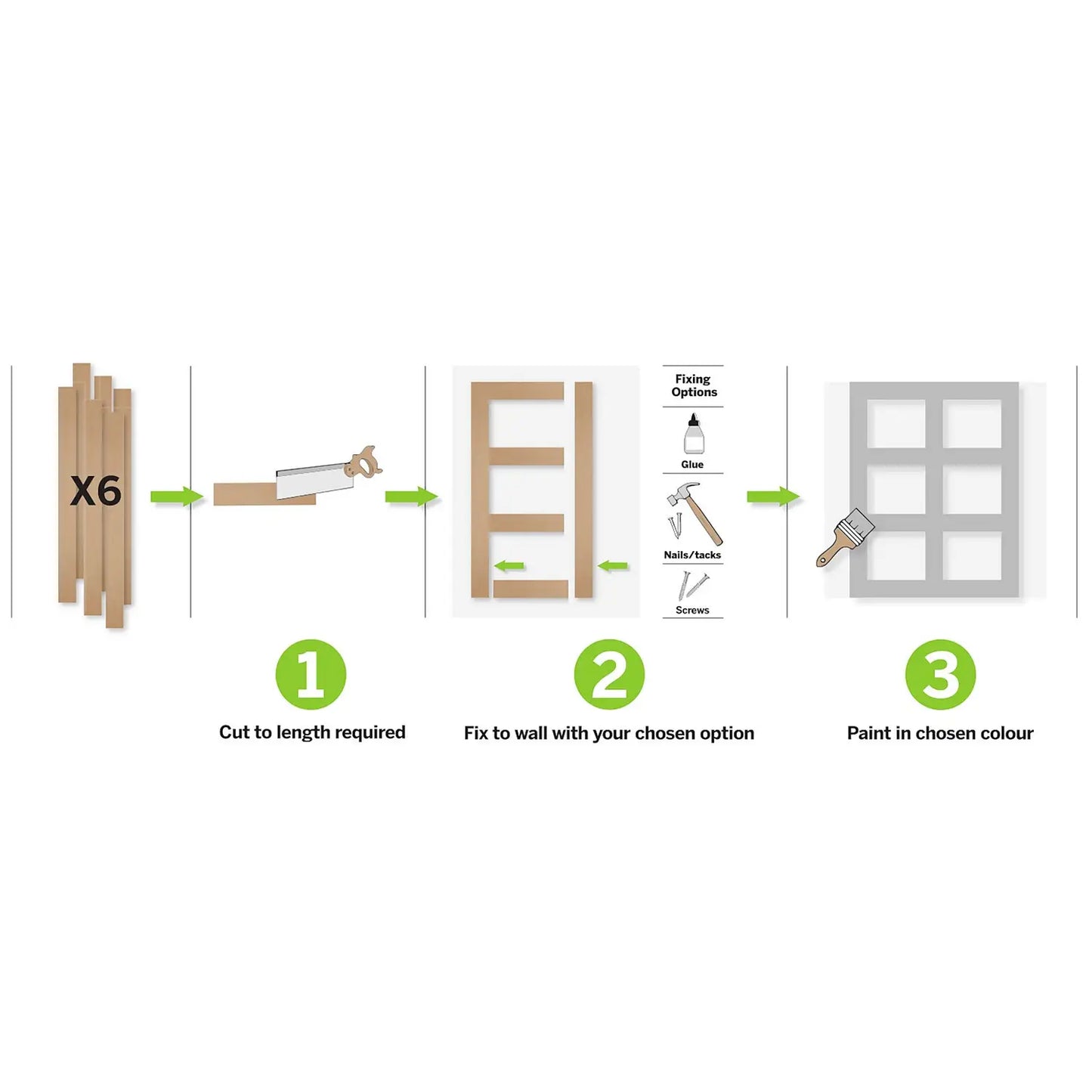 Wall Panelling Post Kit | 6x Posts (H)1200mm x (W)70mm x (D)9mm Pack
