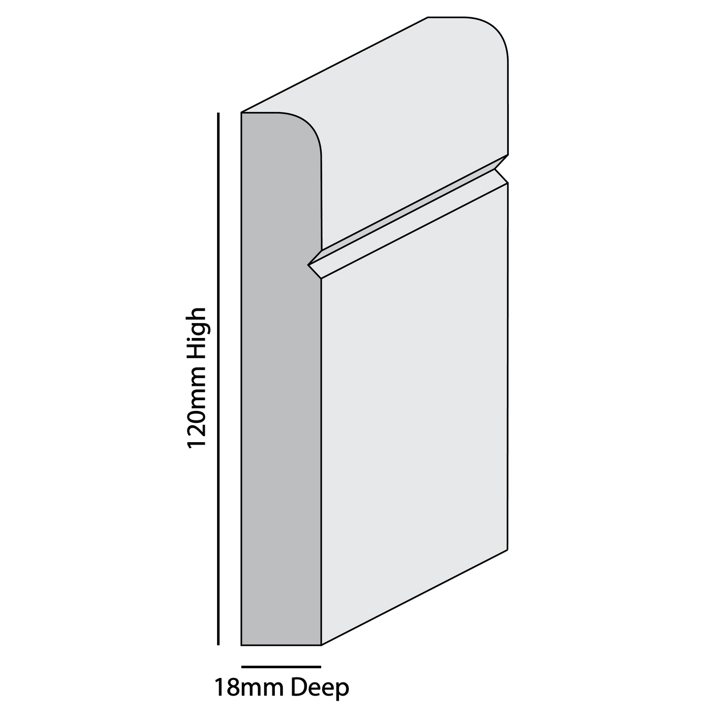 V Grooved Rounded Edge MDF Skirting Board 2.4m (L) x 120mm (H) x 18mm (D)