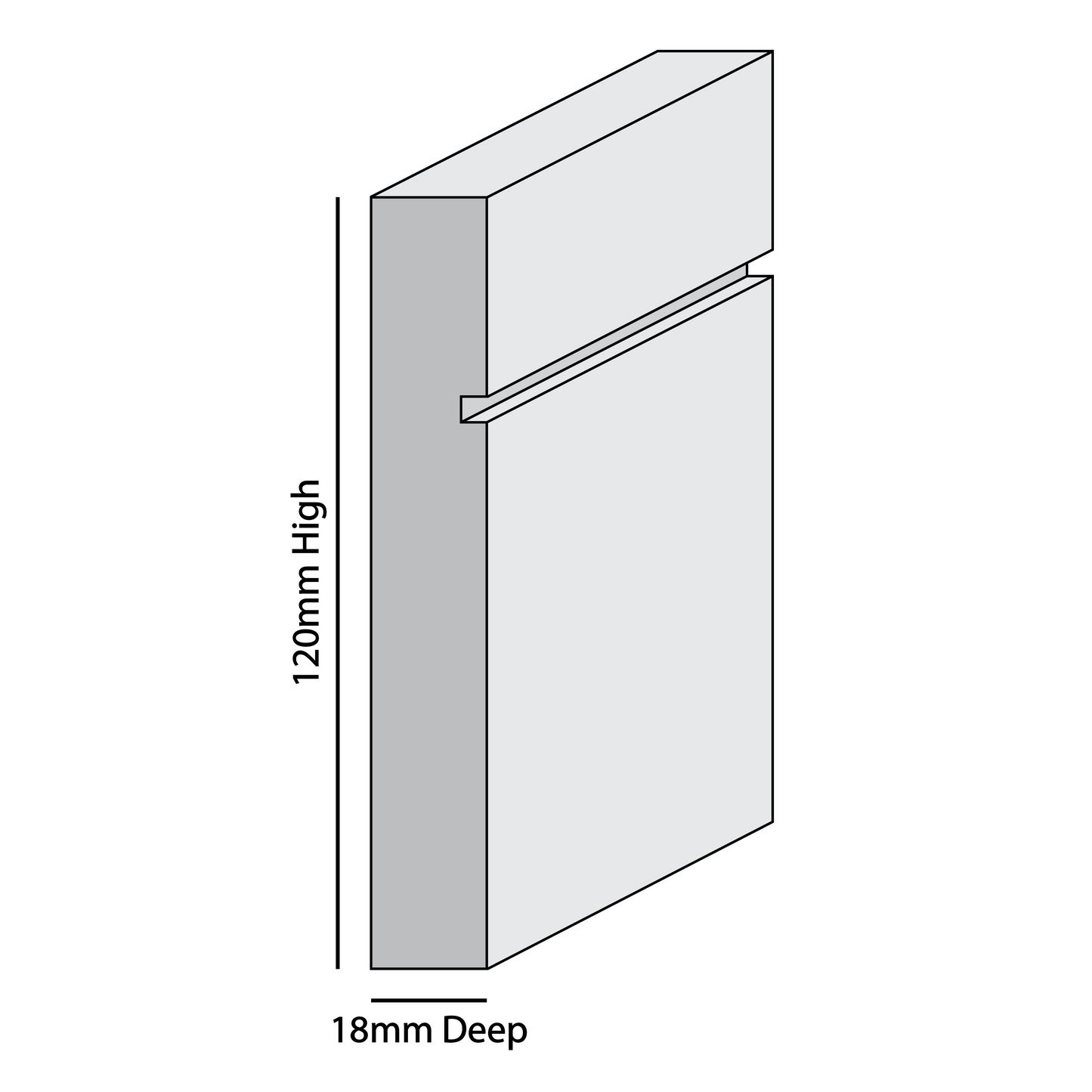 Grooved Square Edge MDF Skirting Board 2.4m (L) x 120mm (H) x 18mm (D)