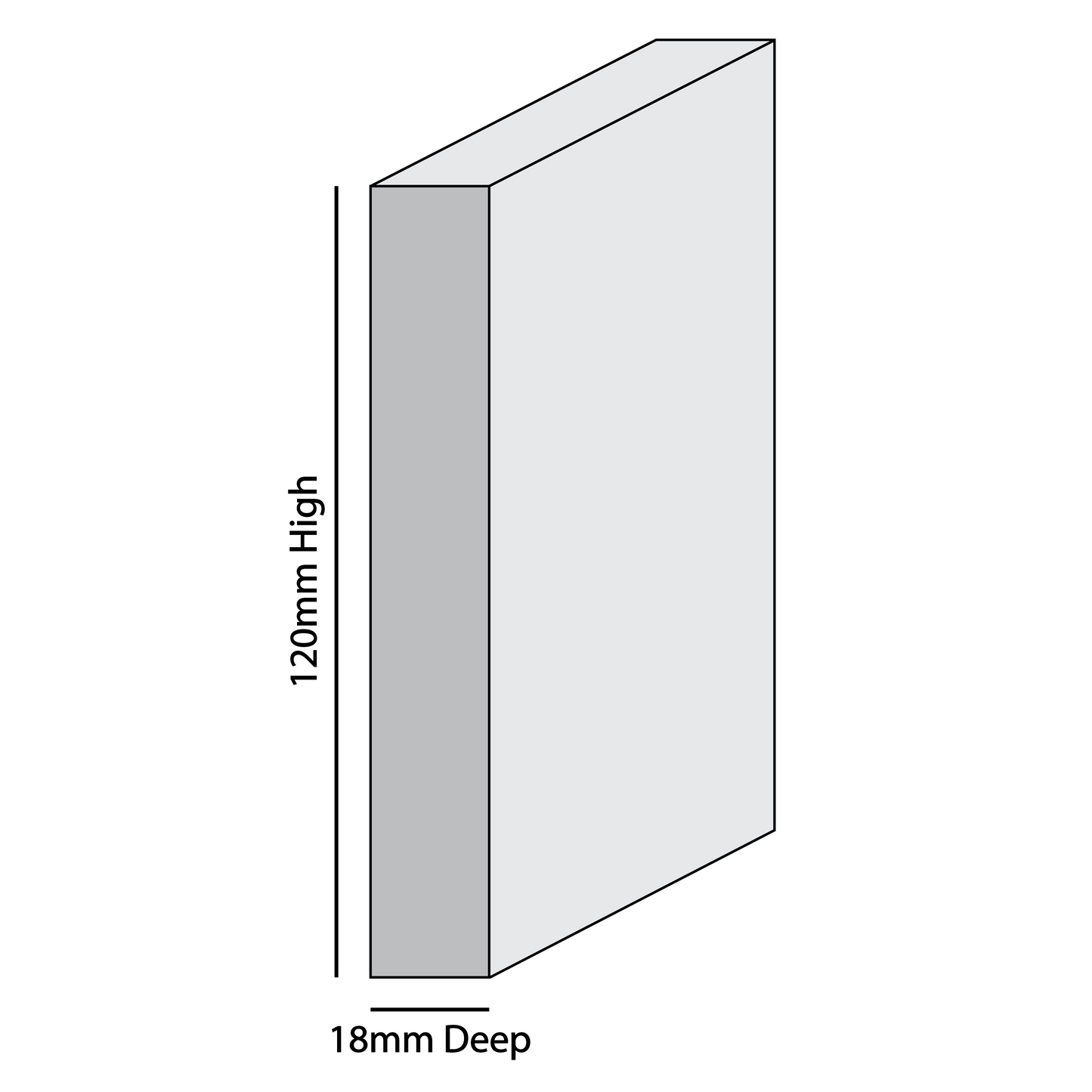 Square Edge MDF Skirting Board 2.4m (L) x 120mm (H) x 18mm (D)