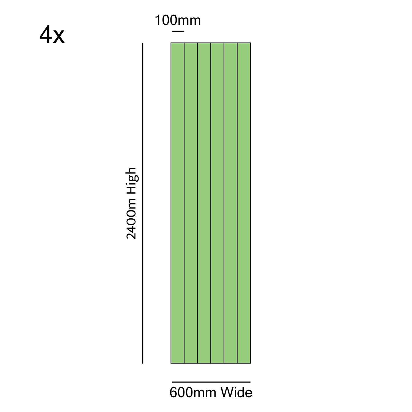 4x Tongue & Groove Style Panel 600mm Wide x 2400mm High