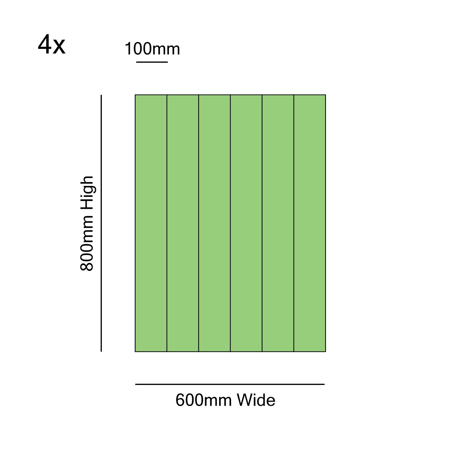 2.4m Wide Kit - Tongue & Groove Style Panels - 4x 600mm Wide x 800mm High