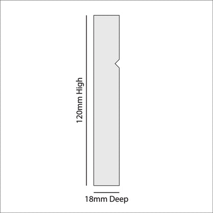 V Grooved Square Edge MDF Skirting Board 2.4m (L) x 120mm (H) x 18mm (D)
