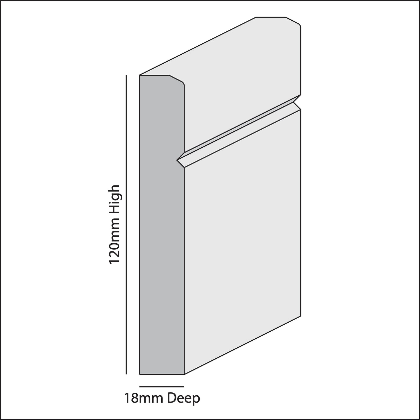 V Grooved Rounded Edge MDF Skirting Board 2.4m (L) x 120mm (H) x 18mm (D)