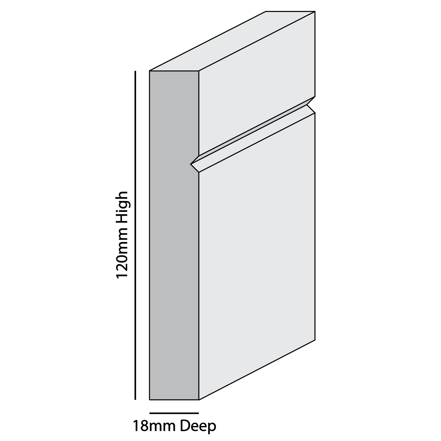 V Grooved Square Edge MDF Skirting Board 2.4m (L) x 120mm (H) x 18mm (D)